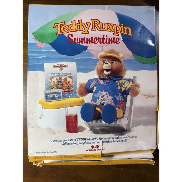 Teddy Ruxpin Summertime Beach Outfit, Songbook, Cassette New Vtg 1987 Rare - Picture 1 of 9